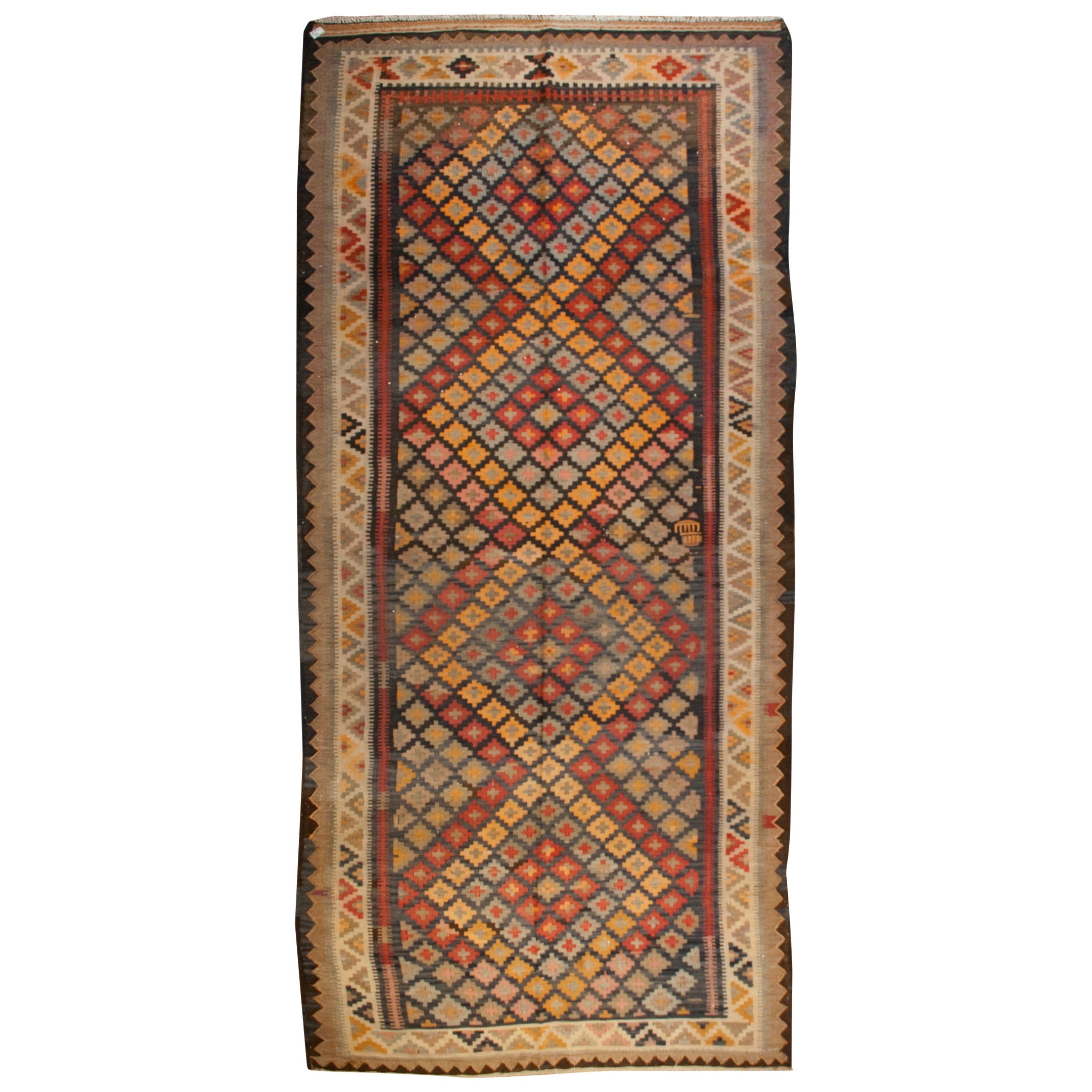 Early 20th Century Saveh Kilim Runner For Sale