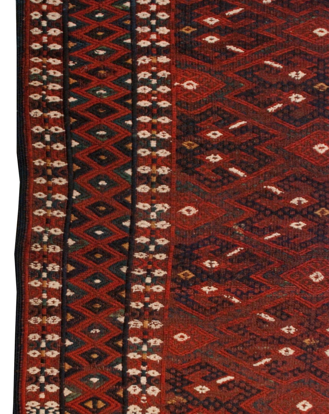 Turkmène Tapis Sumak du début du XXe siècle en vente