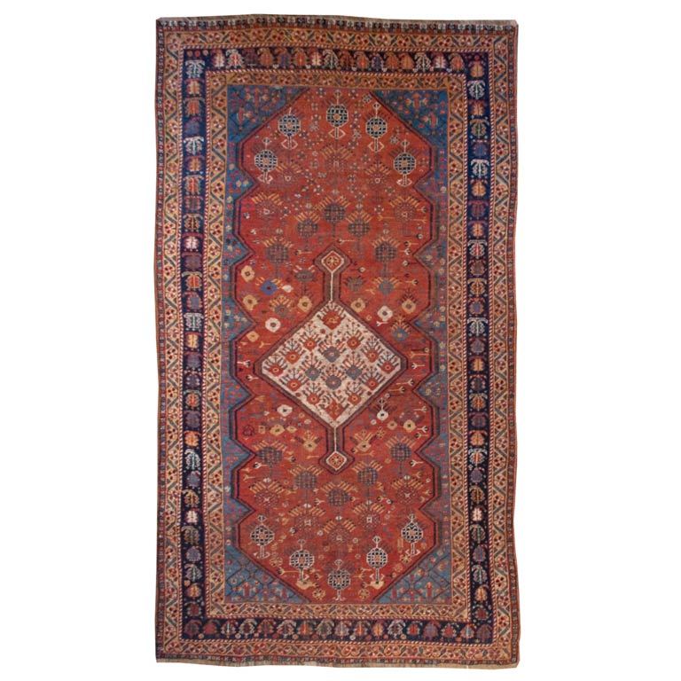 19th Century Ghashghaei Carpet For Sale