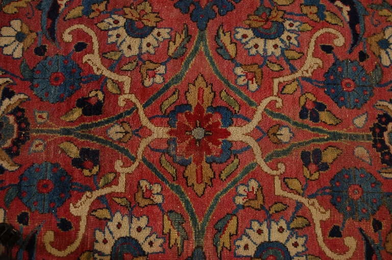 An amazing antique, late-19th century, Lavar Kermen rug with exceptionally beautiful all-over bold floral patterns in multiple brilliant colors surrounded by a complementary border. Truly a one-of-a-kind rug!

Measures: 8' x 10'.

Keywords: Rug,