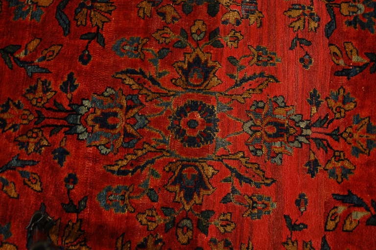 A late 19th century Persian Maharajan rug with tree of life pattern on a crimson background surrounded by a contrasting floral border.



Keywords: Rug, carpet, Persian, Central Asian, Tabriz, Heriz, Serapi, Bakshaish.