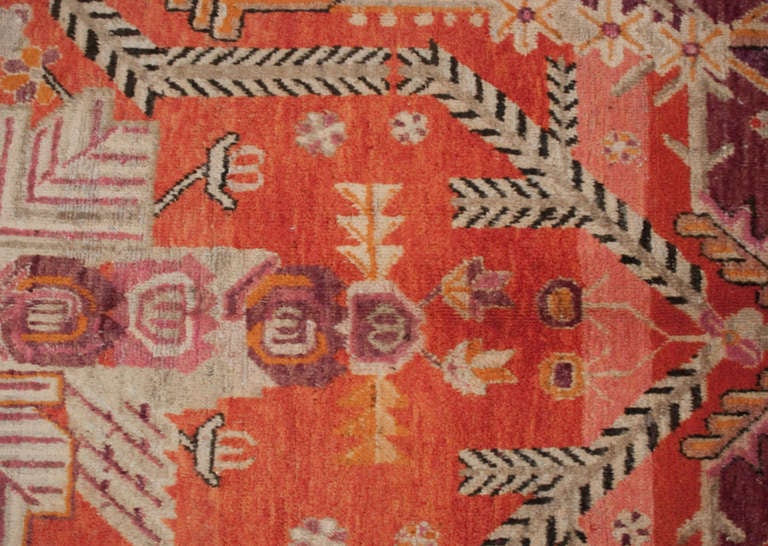 Uzbek Brilliant Early 20th Century Khotan Rug