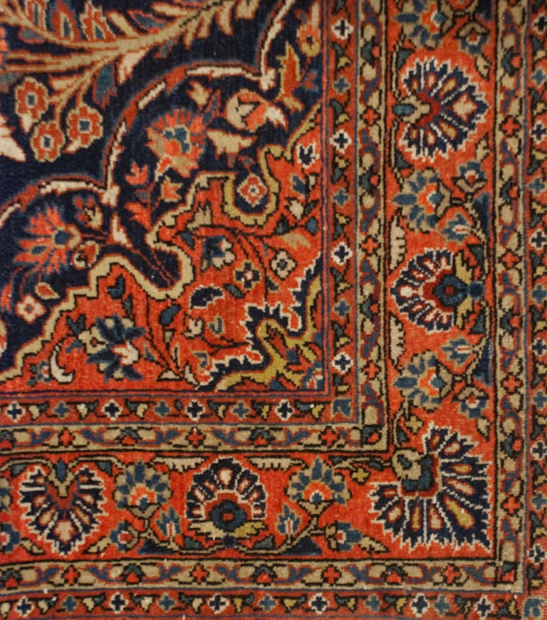 Wool Early 20th Century Persian Kashan Rug For Sale