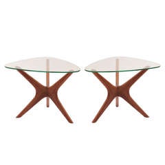 Sculptural Pair of Adrian Pearsall Walnut Side Tables