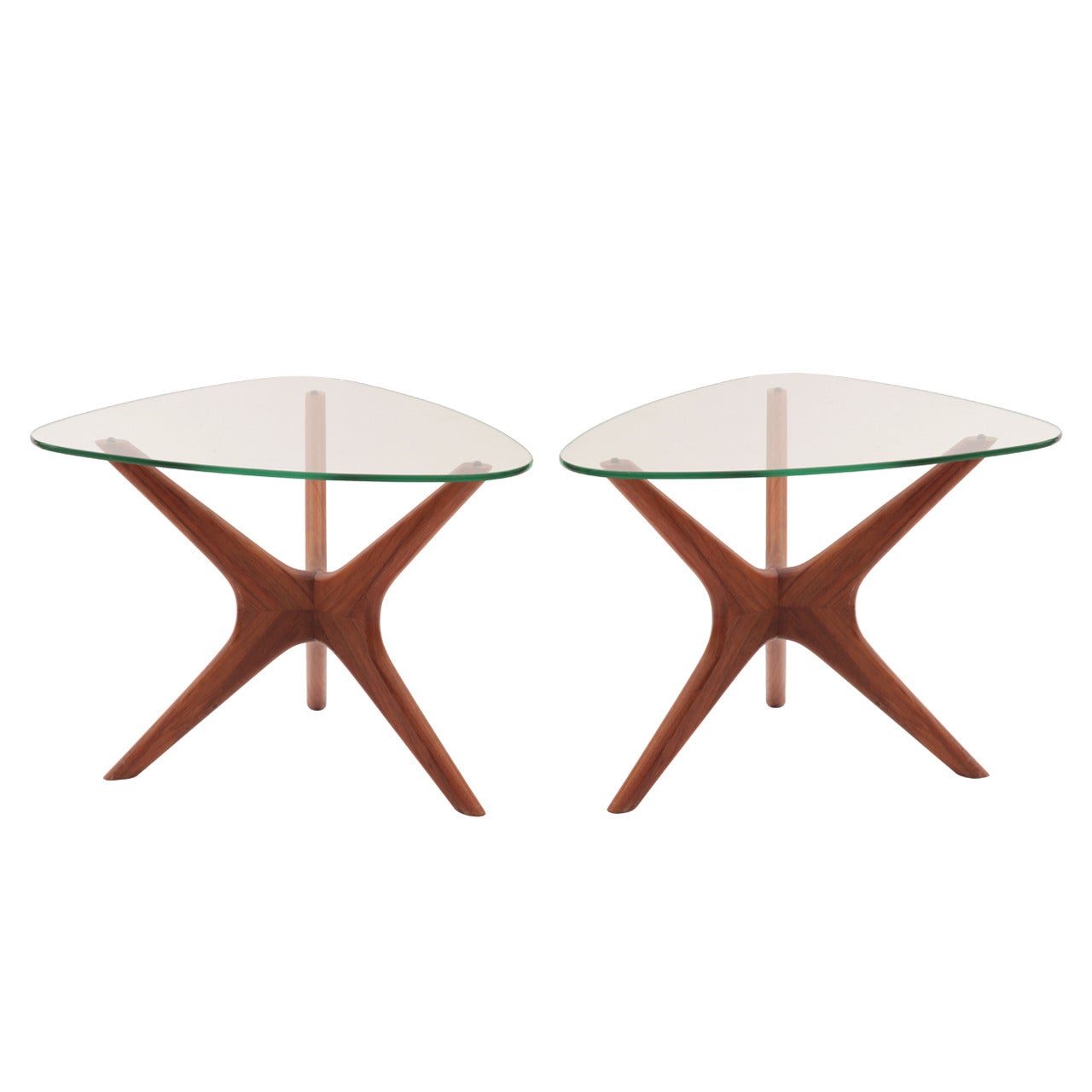 Sculptural Pair of Adrian Pearsall Walnut Side Tables