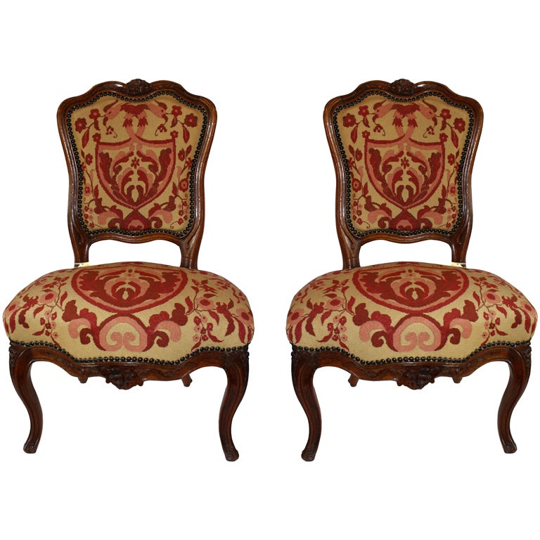 Pair of Needlepoint Chairs For Sale at 1stDibs