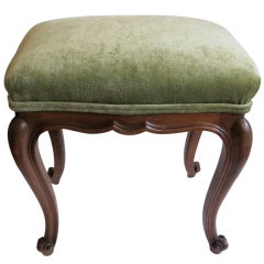 Upholstered Walnut Foot Stool