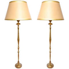 Pair of Cast Bronze Floor Lamps in the Style of Giacometti