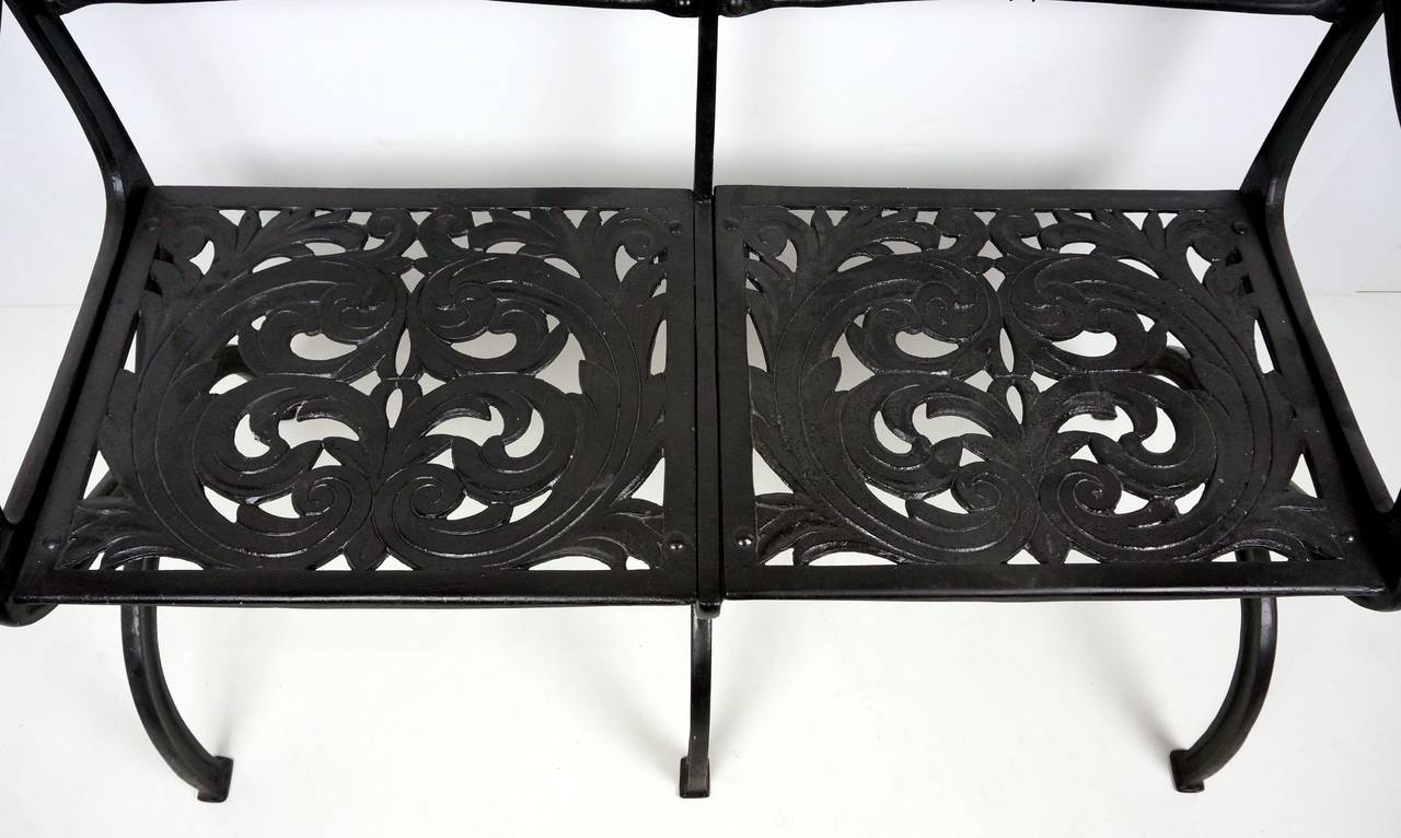Cast Aluminium Garden Settee with Seahorse and Shell Motif, Molla, 1950s In Good Condition In West Palm Beach, FL