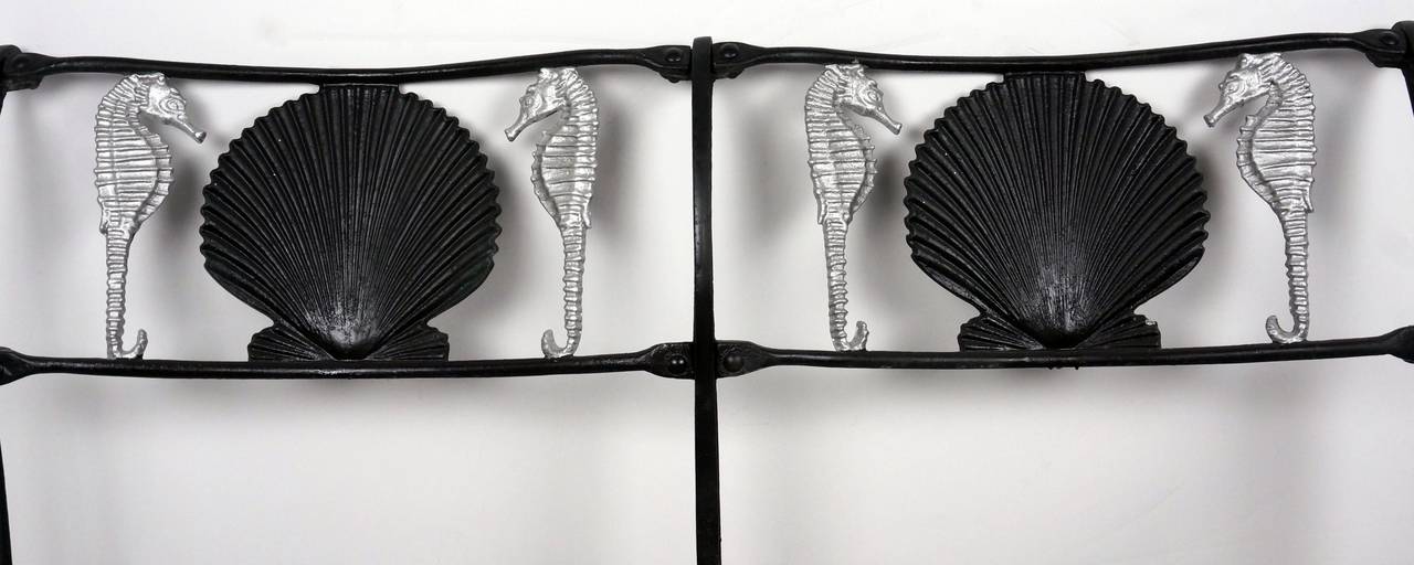 Aluminum Cast Aluminium Garden Settee with Seahorse and Shell Motif, Molla, 1950s