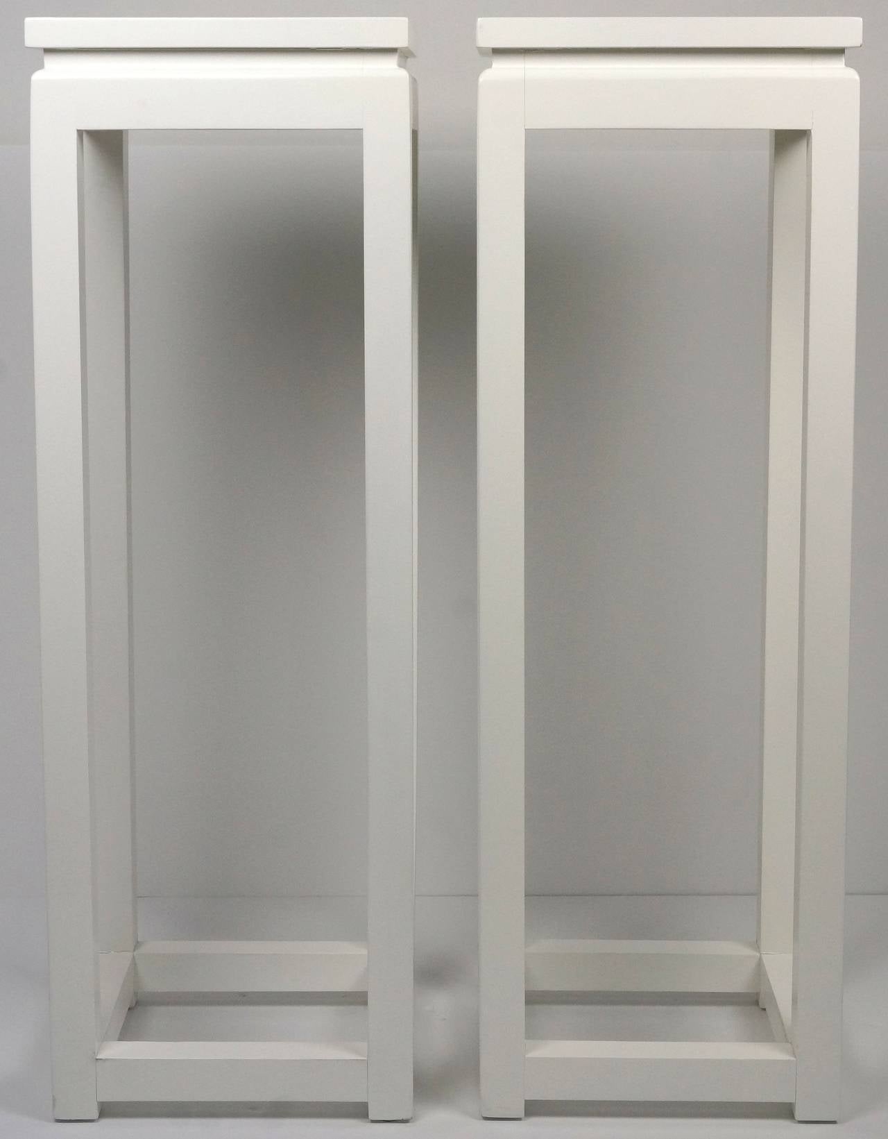 Pair of Midcentury Ming Dynasty Style White Lacquered Pedestals, 1960s