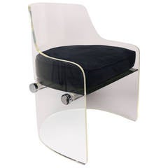 Midcentury Lucite and Polished Chrome Chair, Style of C. Hollis Jones, 1960s