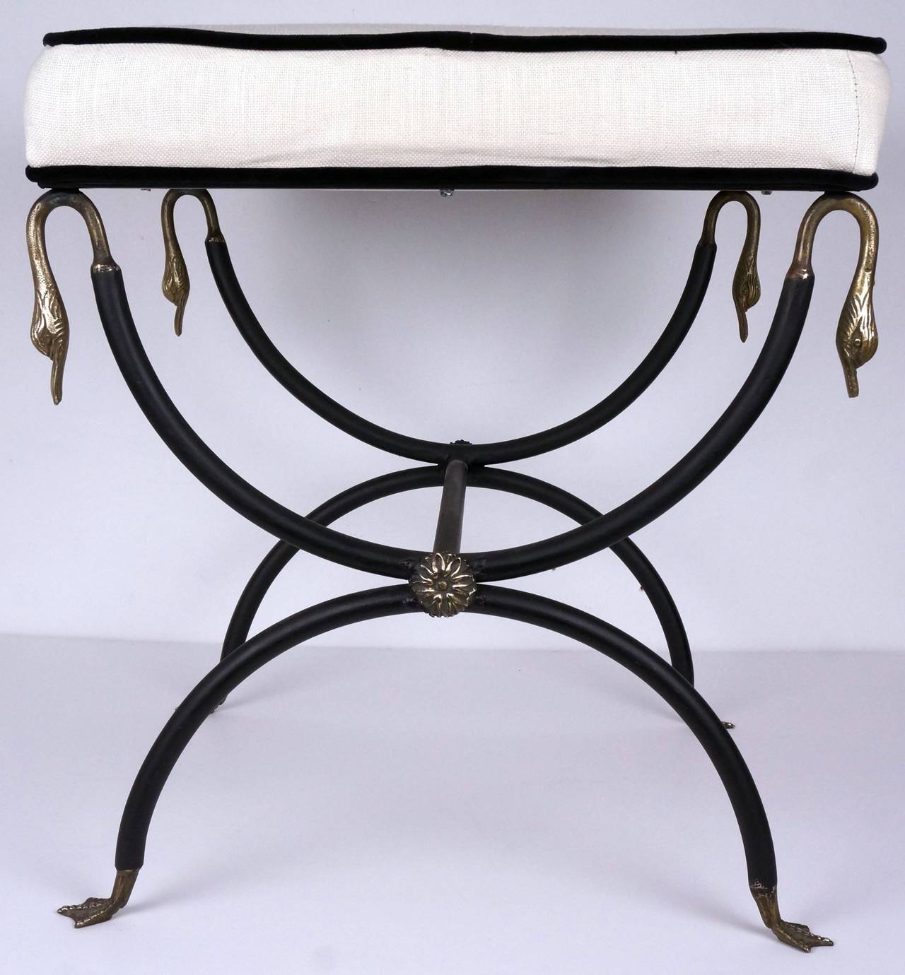 Hollywood Regency Style Curule Stool in the Style of Maison Jansen, 1950s-1960s