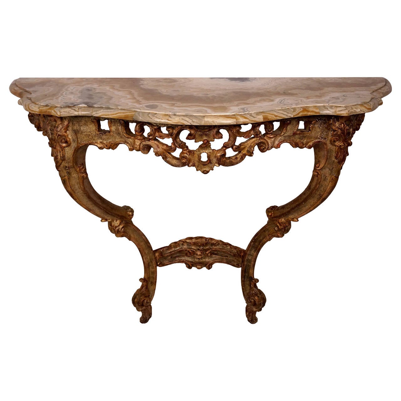 Rococo Style Giltwood Wall Hung Console, Italian, 19th Century at 1stDibs