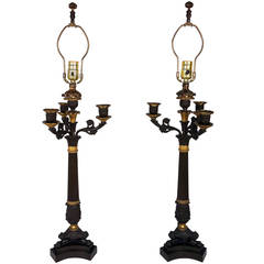 Pair of Regency Style Four-Light Candelabra Table Lamps, France 19th Century