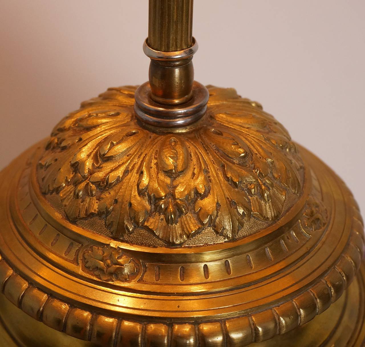 Cast Louis XVI Style Bronze Bouillotte Lamp with a Sang De Boeuf Vase, France For Sale