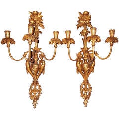 Pair of Louis XVI Style Giltwood Sconces