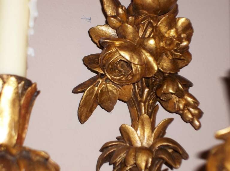 Pair of Louis XVI Style Giltwood Sconces 4
