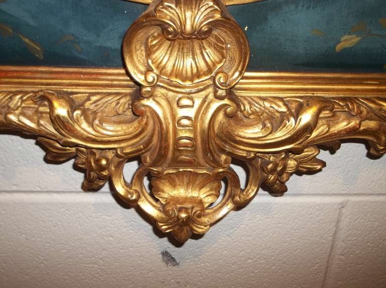 French Louis XVI Style Giltwood Mirror with Floral Panels