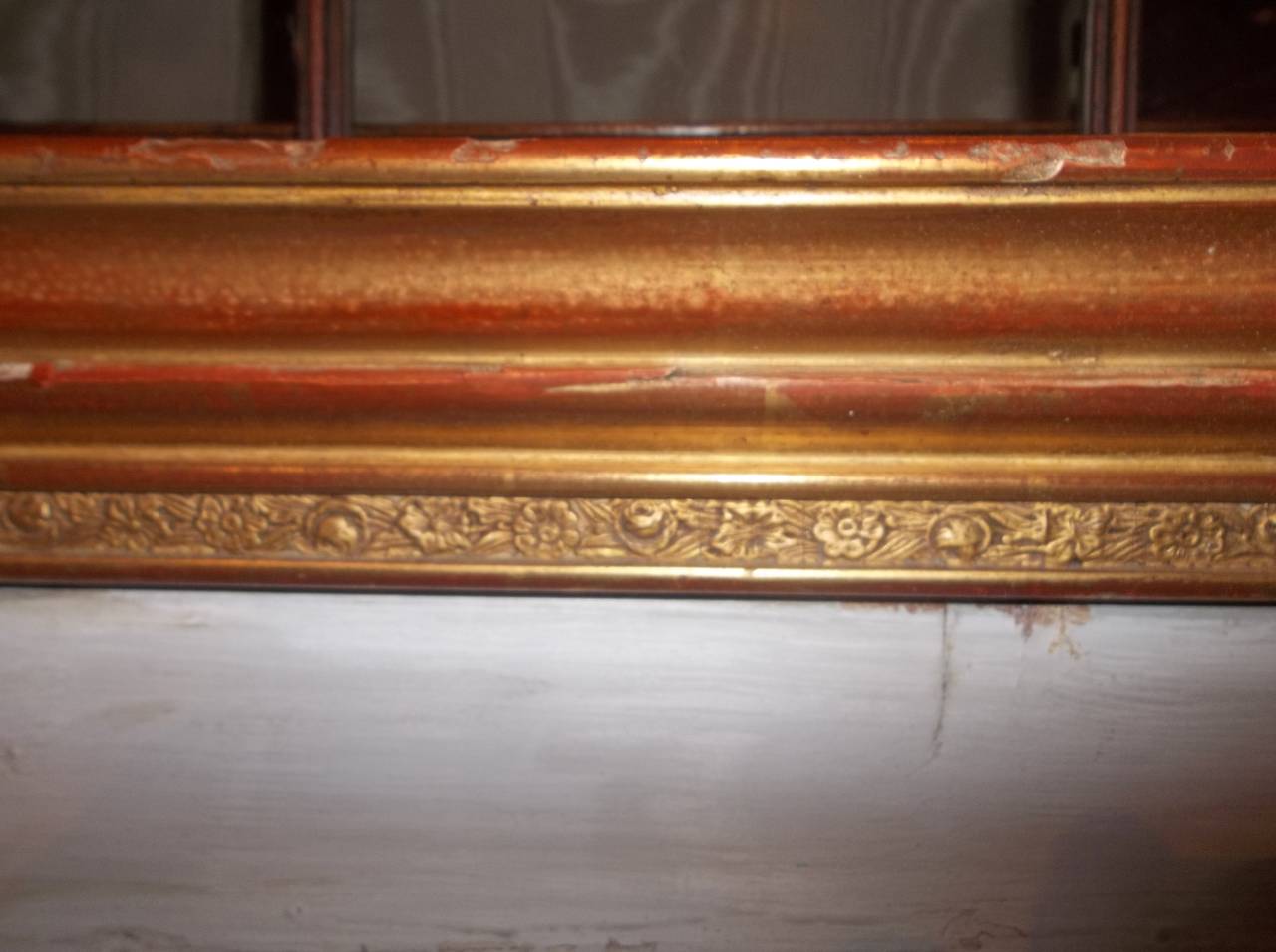 Early 20th Century Painted And Gilt Trumeau Panel Or Architectural Paneling  Fragment