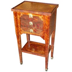 Antique Louis XVI style floral marquetry inlaid table en chiffonniere