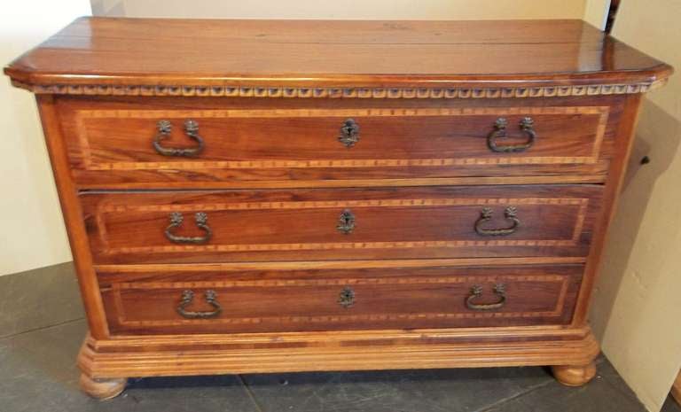 Italian Walnut Inlaid Chest In The Baroque Style 3