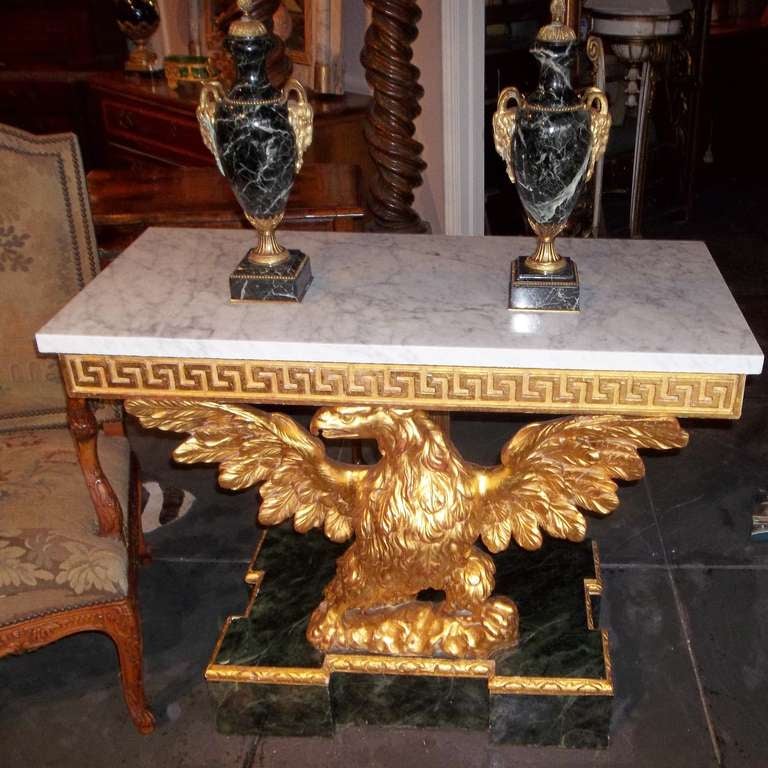 Carved Giltwood George III Styled Eagle Console Table In Good Condition In Nashville, TN