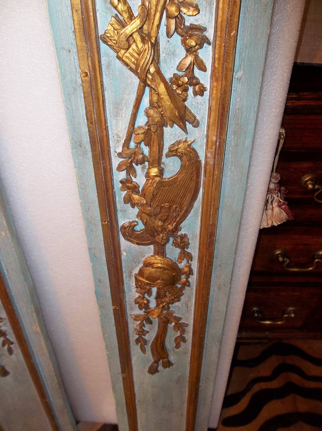 Pair of Louis XVI Style Painted and Gilt Boiserie Panel Fragments In Good Condition In Nashville, TN