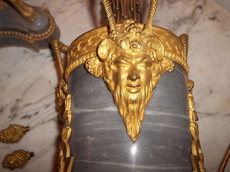 Pair Of Marble And Gilt Bronze Urns Or Cassolettes Now Lamps 1