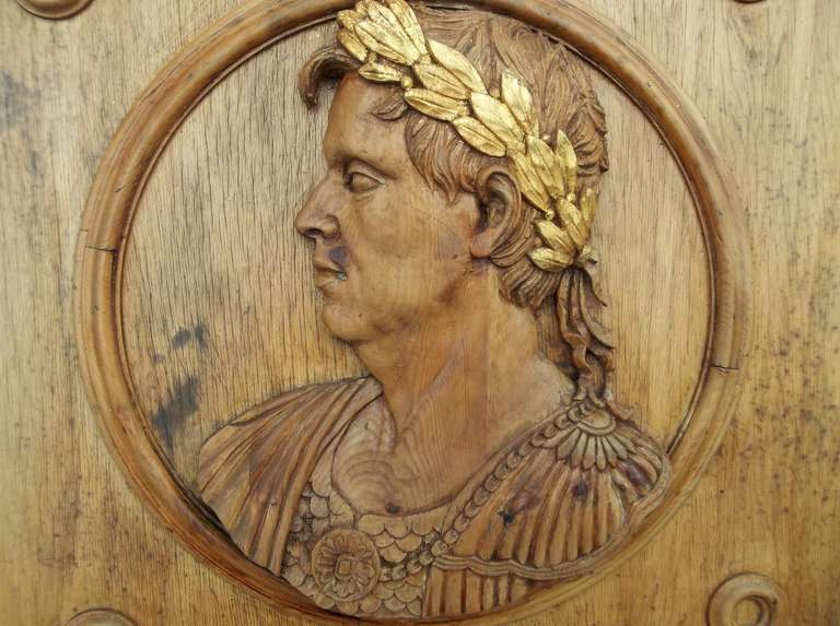 Classical Roman Carved Italian Profile Panel of Roman Emperor
