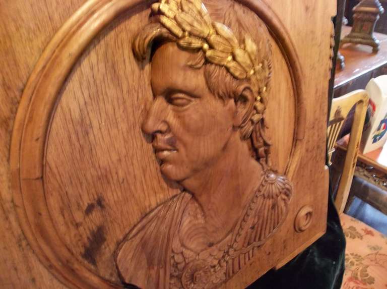 Gilt Carved Italian Profile Panel of Roman Emperor