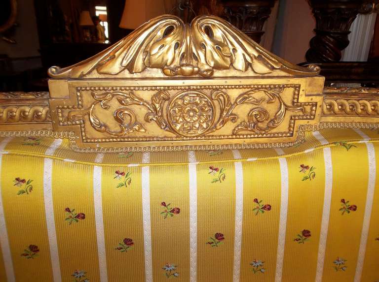 19th Century Louis XVI Style Giltwood King Headboard