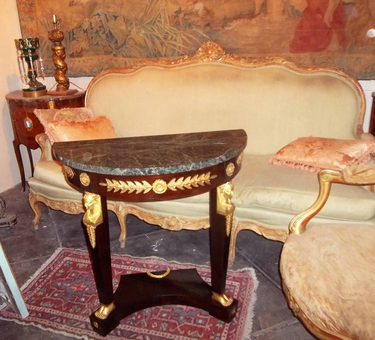Pair of French Empire Styled Ormolu Mounted Consoles In Good Condition In Nashville, TN