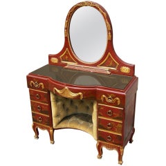 Antique English chinoiserie or japanned  makeup vanity or dressing table