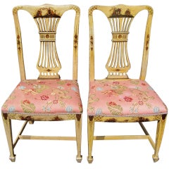 Pair English Georgian Style Chinoiserie or Japanned Chairs