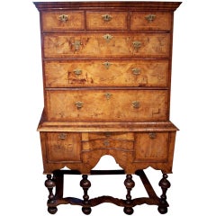 English William and Mary walnut chest on stand
