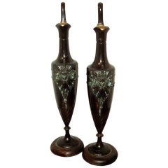 Pair Of Classical Styled Bronze Urns / Ewers With Sunburst