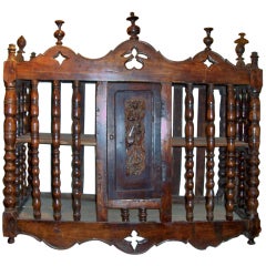 A very large walnut &  fruitwood hanging panetiere