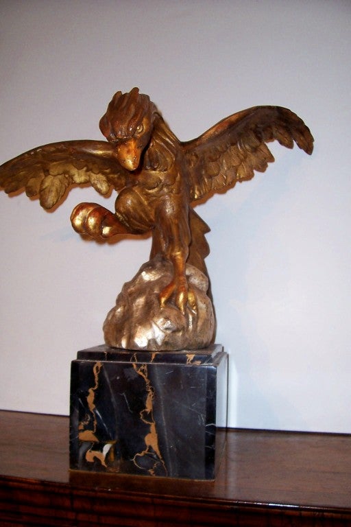 Marble Carved Giltwood Eagle in Hunt