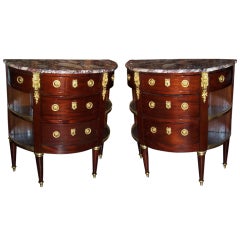 Pair of Louis XVI style mahogany commodes or dessert consoles