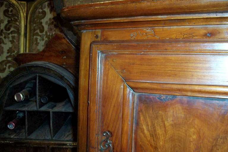 Pair of French Louis XV Provincial Walnut Petit Corner Cupboards or Cabinets 4