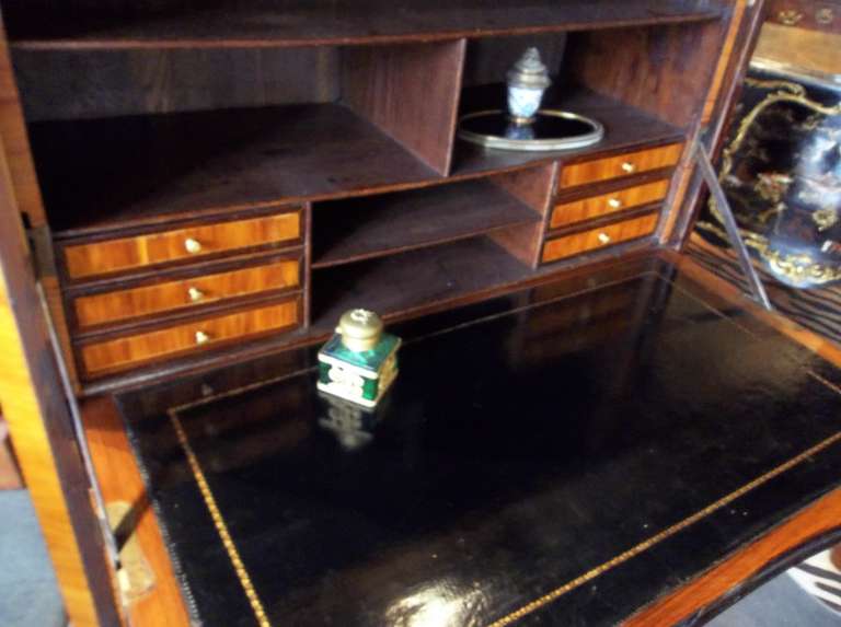 Signed, Stamped JME Louis XV Tulipwood and Amaranth Secretaire a Abattant In Excellent Condition In Nashville, TN