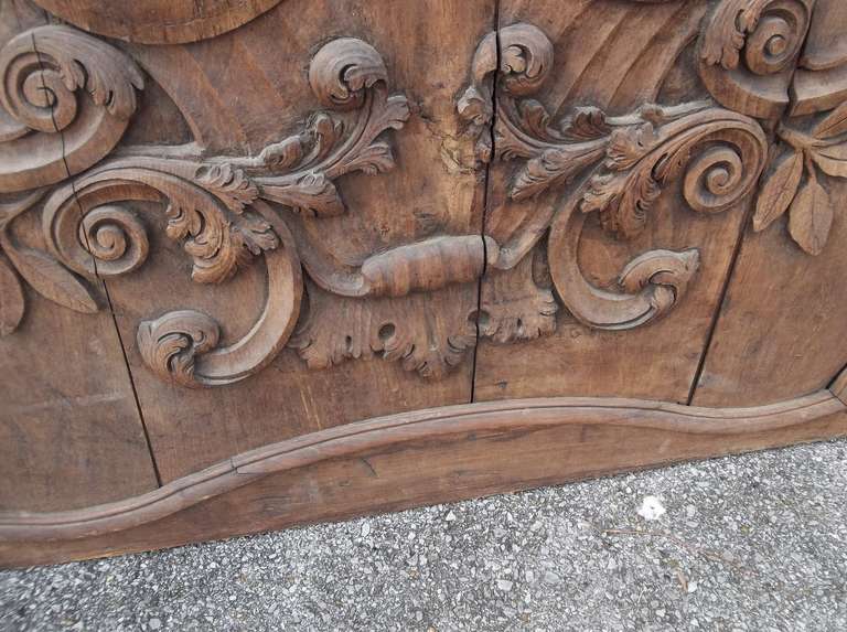 Louis XV Carved And Faded French Walnut Boiserie Panel With Armorial Inset