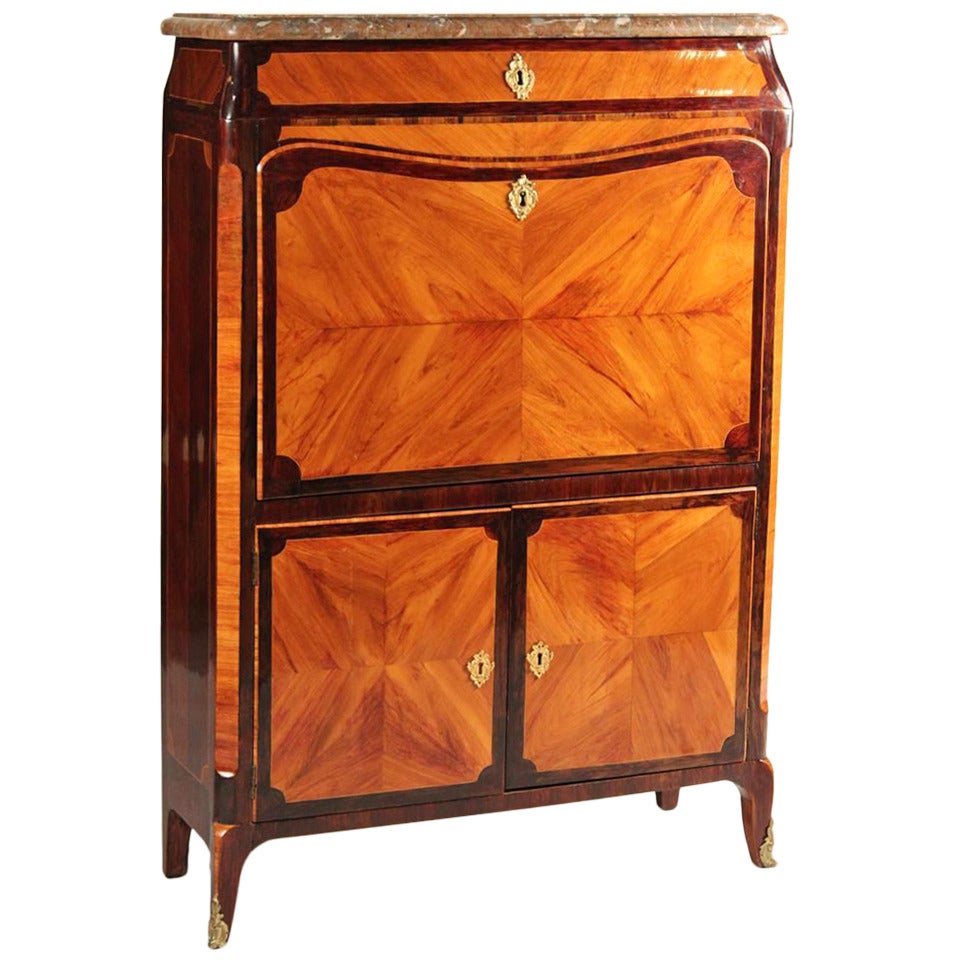 Signed, Stamped JME Louis XV Tulipwood and Amaranth Secretaire a Abattant