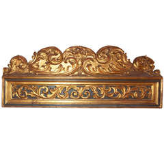 Carved, Gilded and Painted Architectural Overdoor Panel in Baroque Style