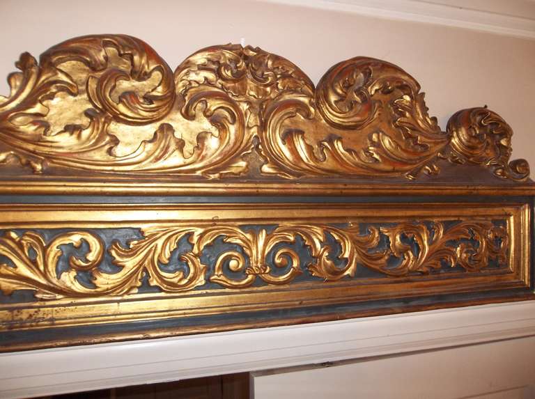 Carved, Gilded and Painted Architectural Overdoor Panel in Baroque Style In Good Condition In Nashville, TN