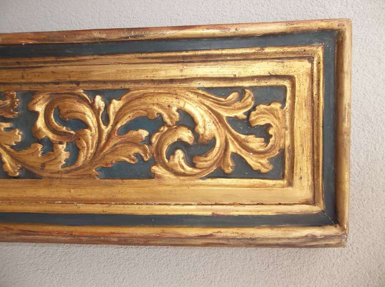 Wood Pair of Carved, Gilded and Painted Panels in Baroque Style