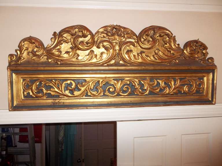 Carved, Gilded and Painted Architectural Overdoor Panel in Baroque Style 2