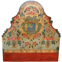 Antique Italian or Venetian painted armorial boiserie panel or headboard