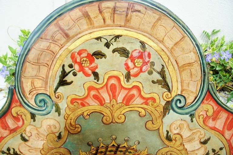 Rococo Italian or Venetian painted armorial boiserie panel or headboard